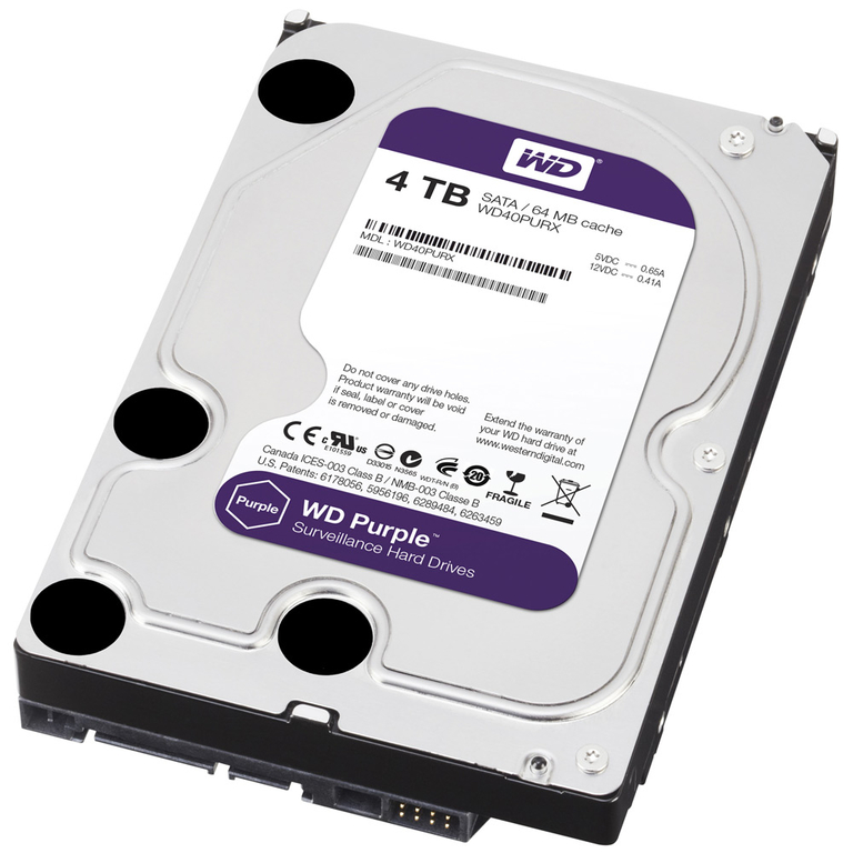 4 Тбайт жесткий диск WD40PURZ серии WD Purple для систем видеонаблюдения